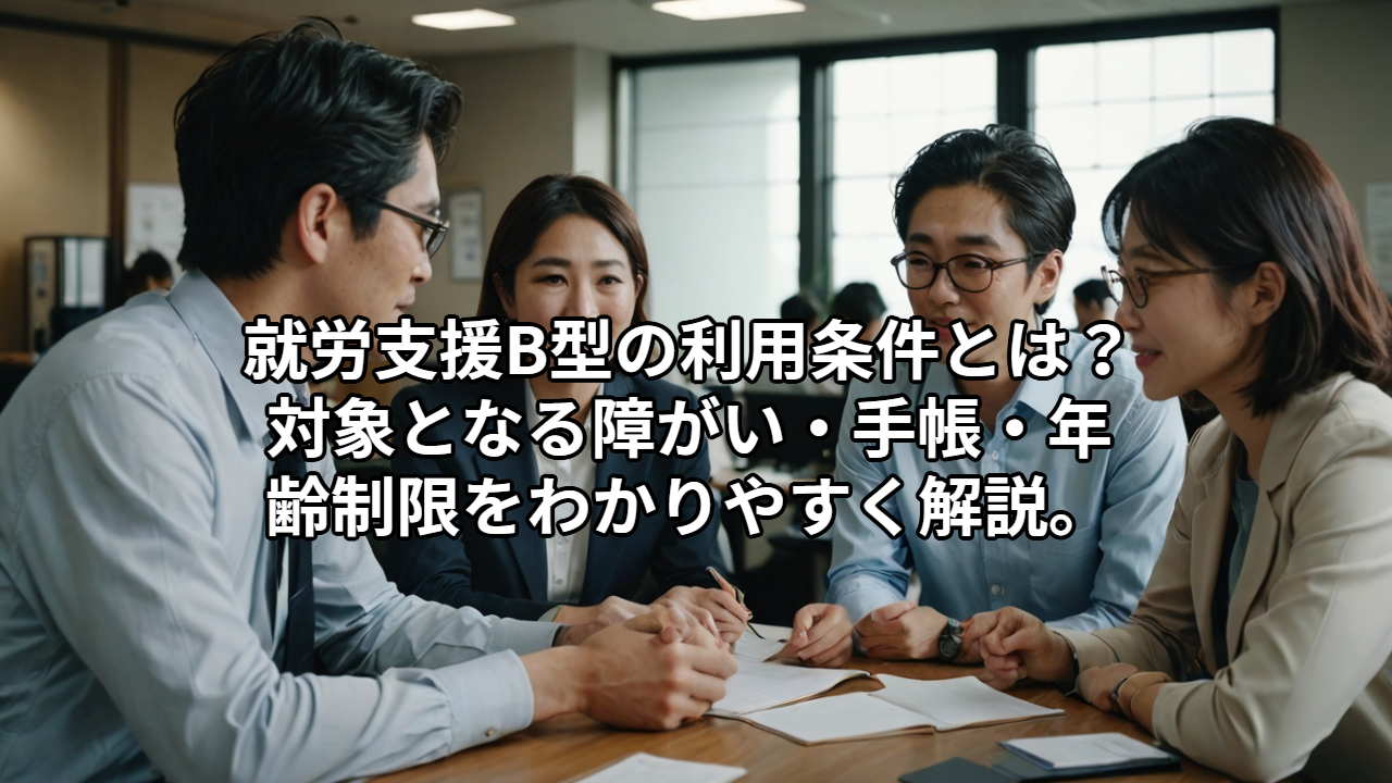 就労支援B型の利用条件とは？対象となる障がい・手帳・年齢制限をわかりやすく解説。