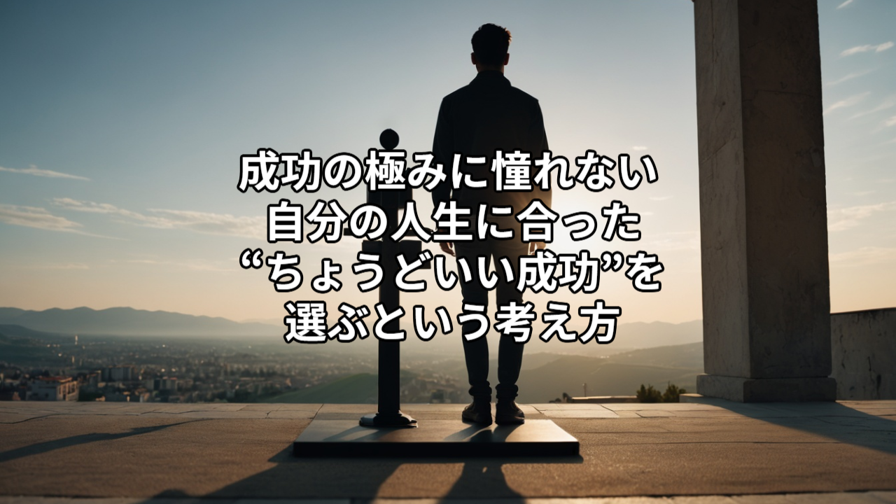 成功の極みに憧れない 自分の人生に合った“ちょうどいい成功”を選ぶという考え方