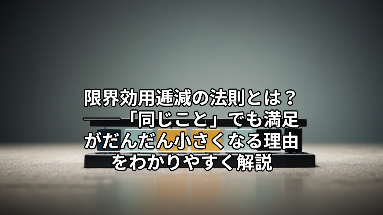 限界効用逓減の法則とは？──「同じこと」でも満足がだんだん小さくなる理由をわかりやすく解説