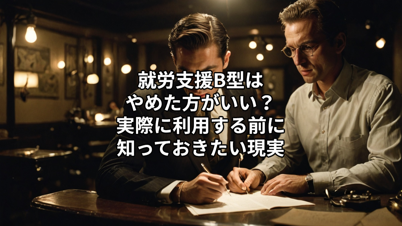 就労支援B型はやめた方がいい？実際に利用する前に知っておきたい現実