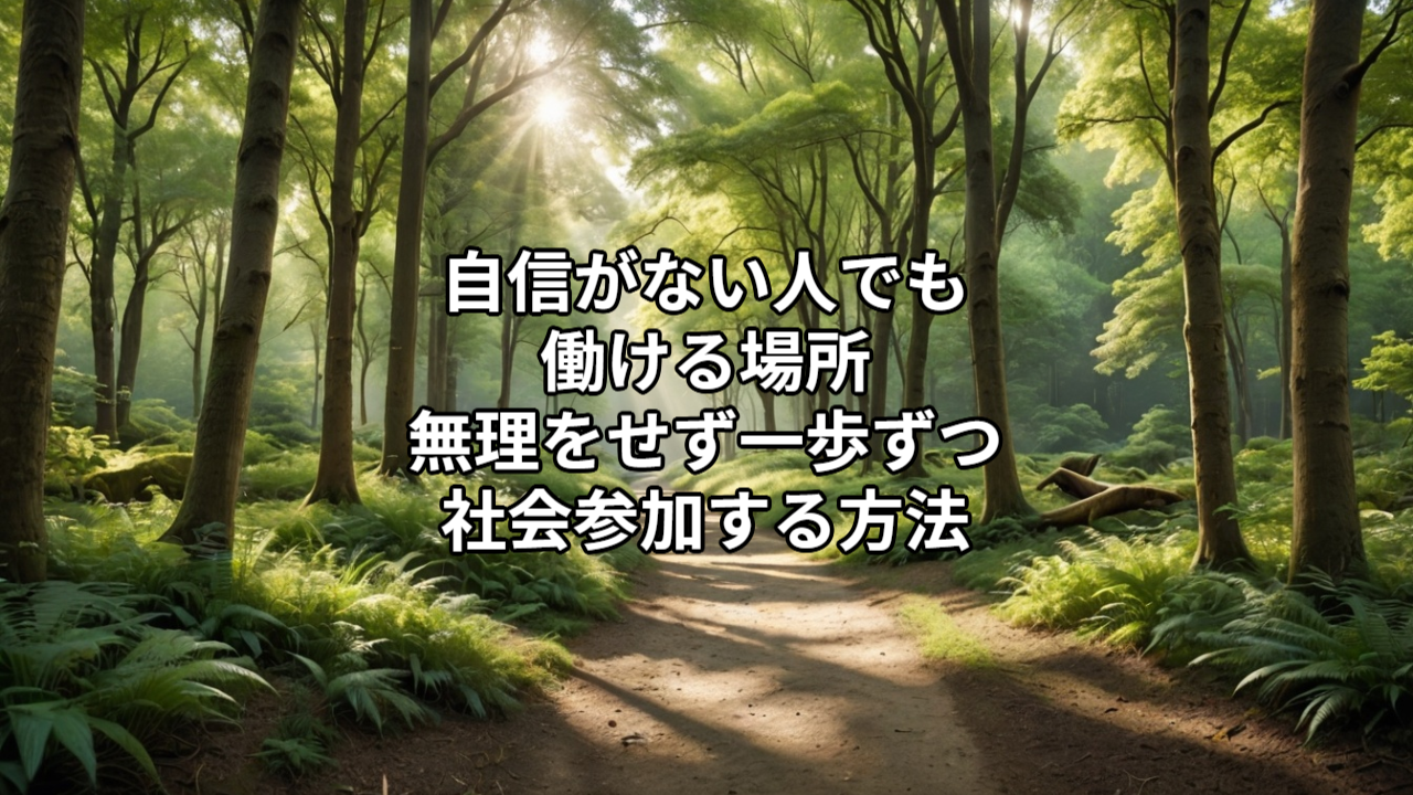 自信がない人でも働ける場所｜無理をせず一歩ずつ社会参加する方法