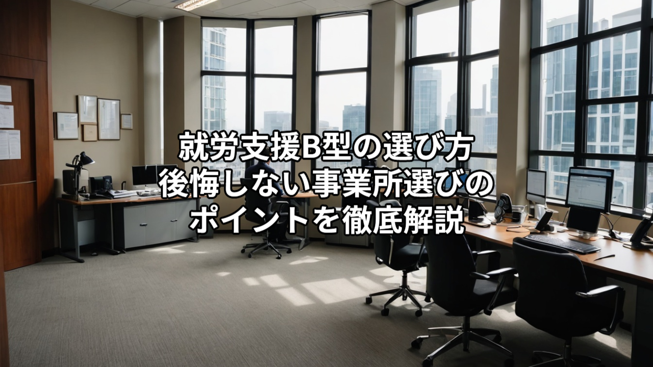 就労支援B型の選び方｜後悔しない事業所選びのポイントを徹底解説
