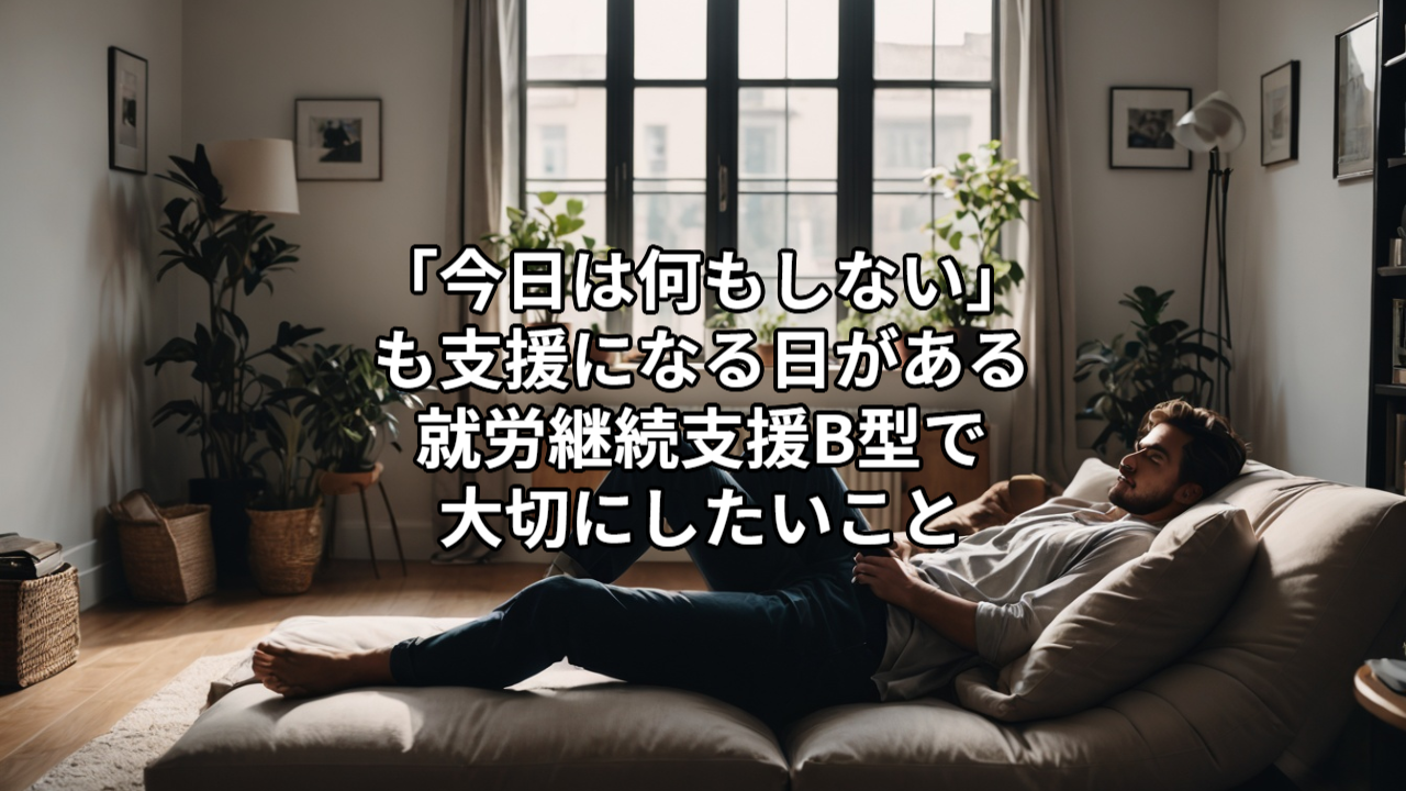 「今日は何もしない」も支援になる日がある｜就労継続支援B型で大切にしたいこと